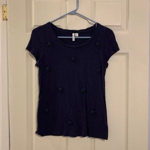 Navy top with flowers